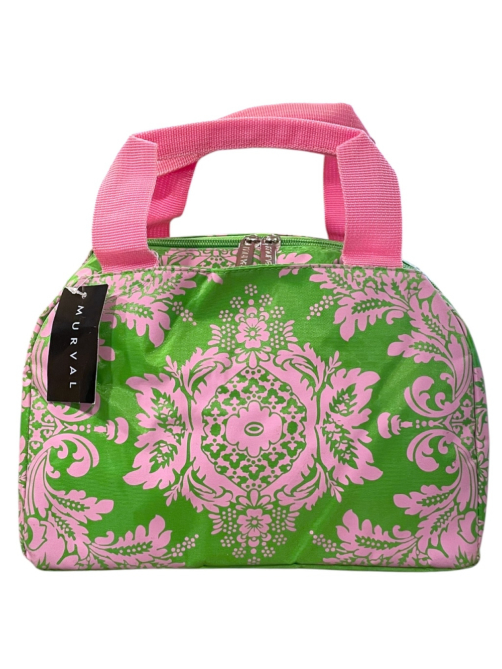 Murval Insulated Lunch Cosmetic Bag Tote Cooler Pockets Zip Close Damask NWT